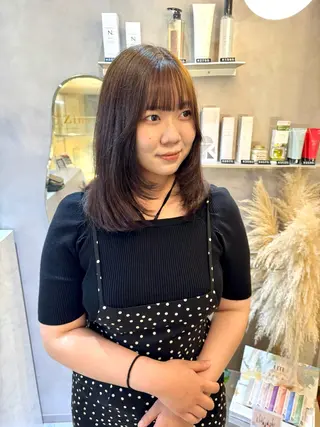 セミロング カラー 韓国ヘア🇰🇷 松田光里のヘアスタイル