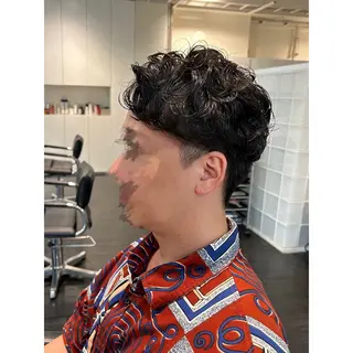 ショート パーマ メンズ Mplus  二子玉川所属・◎かしま◎暖色ｶﾗｰ /ﾒﾝｽﾞﾊﾟｰﾏのヘアスタイル
