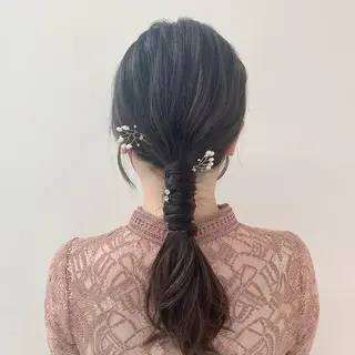 セミロング ヘアアレンジ 🩶ヘアセット Ayaha🩶のヘアスタイル