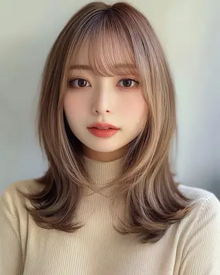 ミディアム カラー レイヤー×顔周 り×髪質改善/MIUのヘアスタイル