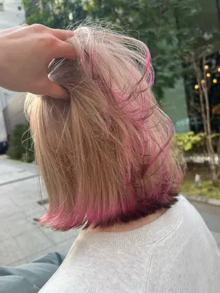 ミディアム 渋谷ハイトーン/ デザインカラー阿部のヘアスタイル