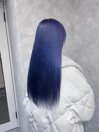 ロング カラー ヘアアレンジ 寒色アイドルカラー JUNOチナツのヘアスタイル