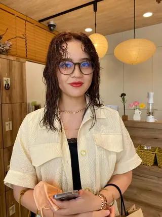 セミロング カラー パーマ ヘアアレンジ パーマ指名No1 /namiのヘアスタイル