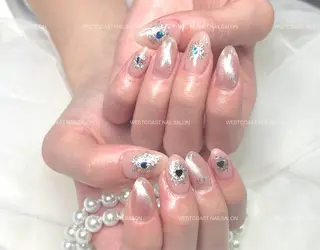 ネイル リボン、ガーリー パーツ放題専門店のネイルデザイン