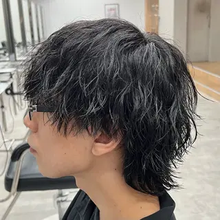 ミディアム パーマ メンズ メンズパーマ/波巻き 新潟/万代/夏芽🎀のヘアスタイル