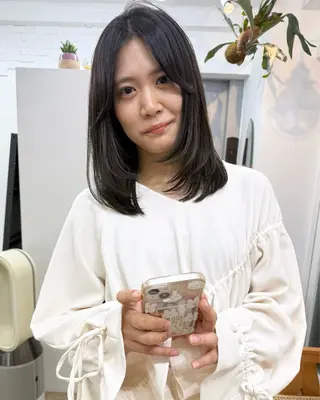 ミディアム カラー あおやぎ ななのヘアスタイル