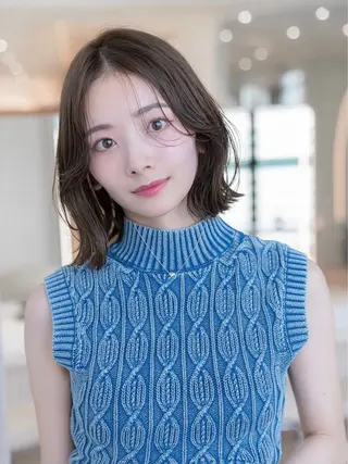 ミディアム カラー 渋谷/レイヤーボブ・ 韓国ボブ特化/楓のヘアスタイル