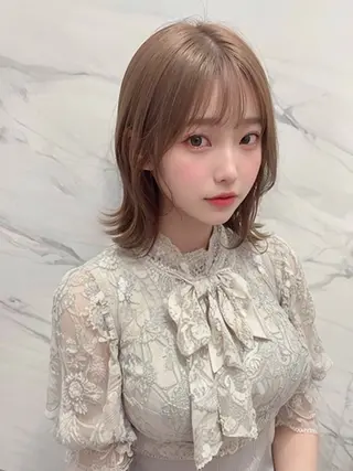 ミディアム カラー パーマ ヘアアレンジ メンズ キッズ ネイル マツエク・マツパ アイブロウ 平川 友理/韓国ヘア💘のヘアスタイル