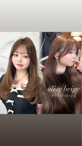 ロング カラー ヘアアレンジ 顔周りcut/艶 ワンカラー♥ちさきのヘアスタイル