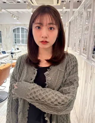 ミディアム カラー 【韓国ヘア×透明感 カラー】笹谷 莉未のヘアスタイル