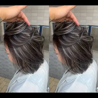 ミディアム カラー ONYX 表参道所属・表参道/ハイライト 髪質改善ストレートのヘアスタイル