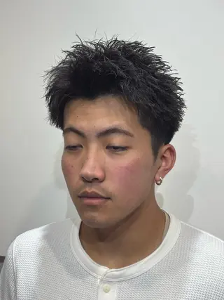 ショート パーマ メンズ 【店長】メンズ職人 短髪　ハイトーン🔥のヘアスタイル
