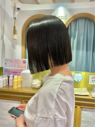 ミディアム カラー ヘアアレンジ 髪質改善【縮毛矯正】 美髪ボブを量産する人のヘアスタイル