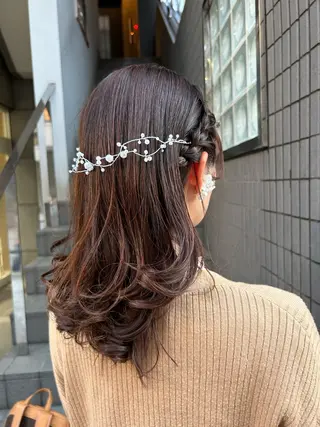 セミロング ヘアアレンジ 横浜カラー/パーマ/ SAKI💫のヘアスタイル