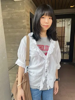 ミディアム カラー 暖色/パーマ 🌼クニトウメイのヘアスタイル