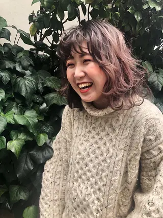 ミディアム ヘアアレンジ 久力琴音''透明感 カラー''アレンジのヘアスタイル