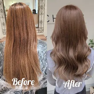 カラー ロング cherie所属・バレイヤージュ/ ハイライト/大内格のヘアスタイル