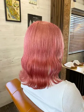 セミロング カラー ブリーチ毛対応酸性 ストレート🌈サキのヘアスタイル