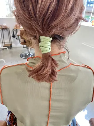 ミディアム カラー maruquee de mashu所属・モモコ/ブリーチ/ ミルクティカラーのヘアスタイル