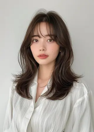 セミロング 透明感カラー ふうか　渋谷のヘアスタイル