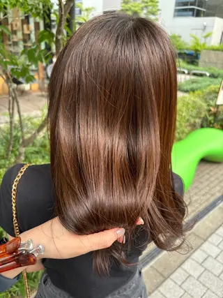 ミディアム カラー パーマ ヘアアレンジ 加藤 愛実のヘアスタイル