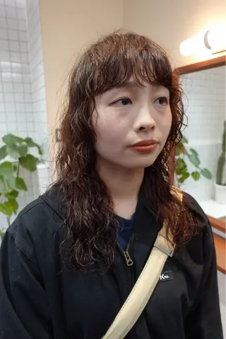 ミディアム カラー パーマ ボブパーマ/パーマ ウルフパーマのヘアスタイル