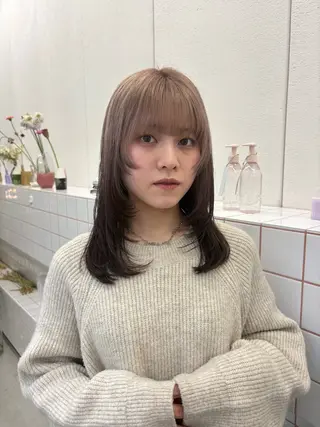 セミロング カラー NIKO/名古屋/ 伏見/花屋併設のヘアスタイル