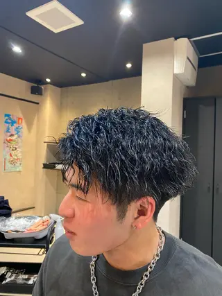 パーマ メンズ 居原 凜太郎のヘアスタイル