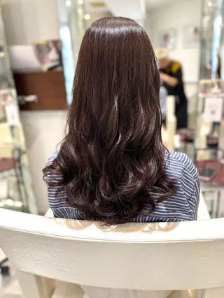 ロング カラー パーマ コテ巻き風パーマ/ キミシマカイトのヘアスタイル