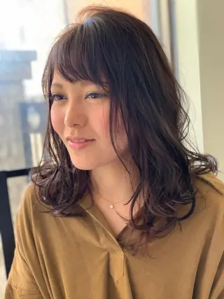 ミディアム カラー パーマ 髪質改善カラー🦋 田村のヘアスタイル