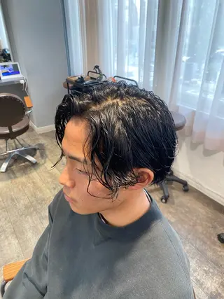 ミディアム パーマ メンズ 江﨑 翔のヘアスタイル