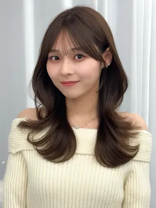 ミディアム カラー ヘアアレンジ 最小顔周り&レイヤー 特化/池袋/kokiのヘアスタイル