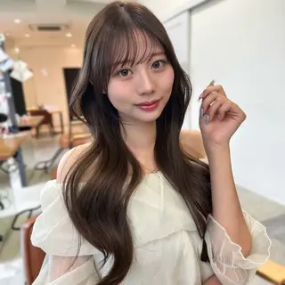 ロング ヘアアレンジ 顔周りcut/ 艶ワンカラー♥ちさきのヘアスタイル