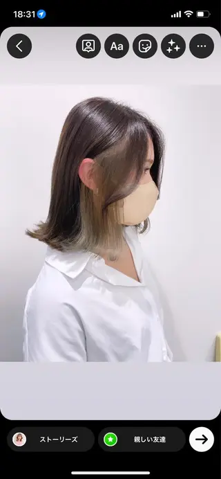 ミディアム カラー 韓国レイヤーカット/ ダブルカラーのヘアスタイル