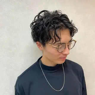 ショート パーマ メンズ コテ巻き風パーマ★ はるさんのヘアスタイル