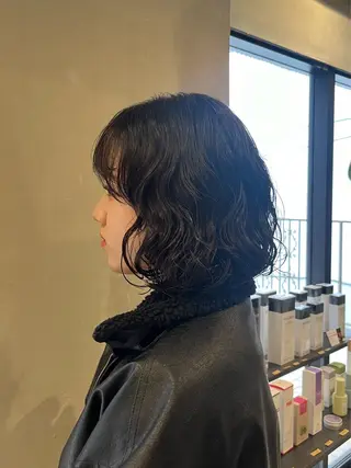 ミディアム パーマ みわ/博多 ブリーチ/メンズヘアのヘアスタイル