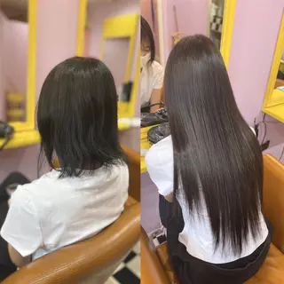 ロング カラー ヘアアレンジ チビ編み込みエクステ シールEXどぅ〜すのヘアスタイル