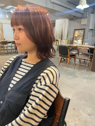 ミディアム カラー 南堀江🌿パーマ Tetsu【テツ】のヘアスタイル