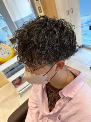 ミディアム パーマ メンズ 💈メンズ特化 美容師サキ💈のヘアスタイル