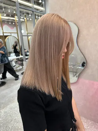 セミロング カラー ダブルカラー 韓国ヘアKYONのヘアスタイル