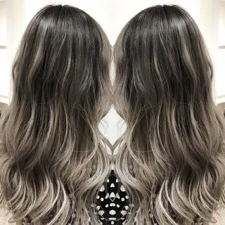 セミロング カラー 面谷 一光のヘアスタイル