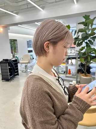 ショート カラー ボブ/レイヤー/ケア パーマ/リュウタのヘアスタイル