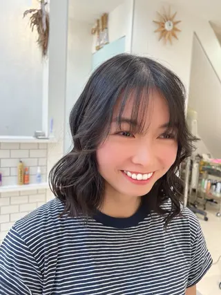 ミディアム カラー パーマ ヘアアレンジ メンズ 堀井 凌平のヘアスタイル