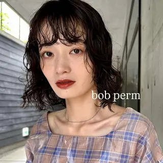 ショート パーマ ボブ/レイヤー/ニュ アンスパーマ/小夏のヘアスタイル