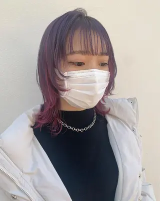 セミロング ブリーチ/ウルフ ハッシュカット/石山のヘアスタイル