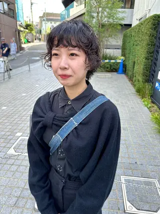 ショート パーマ パーマ/透明感カラー /ボブ/吉田一生のヘアスタイル