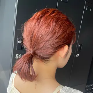 ミディアム カラー ヘアアレンジ 暖色ダブルカラーボブ レイヤー🌈AINAのヘアスタイル
