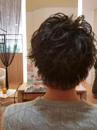 ショート パーマ メンズ 髪質改善/ハイライト 小林秀樹のヘアスタイル