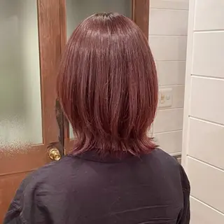 ミディアム カラー ボブ/縮毛矯正/レイ ヤー♡Natsukiのヘアスタイル