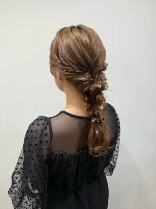 ロング ヘアアレンジ 韓国風パーマ/耳つぼ ヘアセット/みづきのヘアスタイル